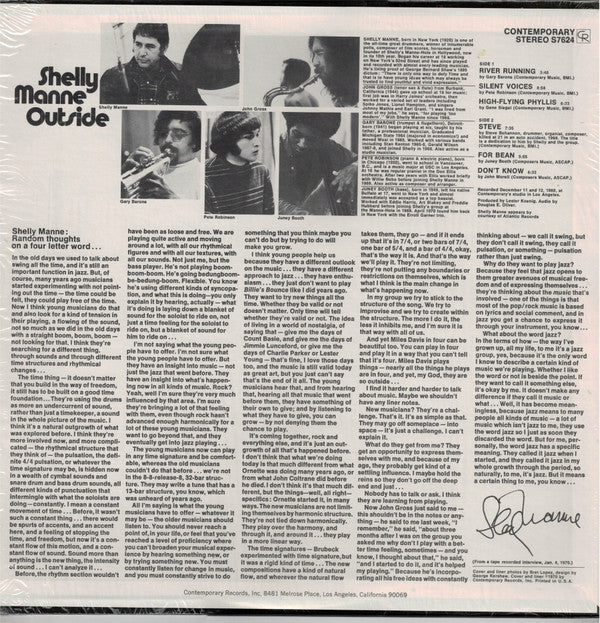 Shelly Manne : Outside (LP, Album, RE)