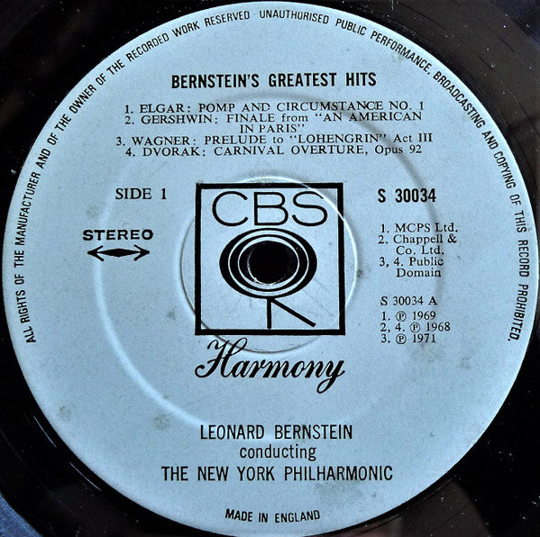 Leonard Bernstein, New York Philharmonic : Bernstein's Greatest Hits (LP, Comp)