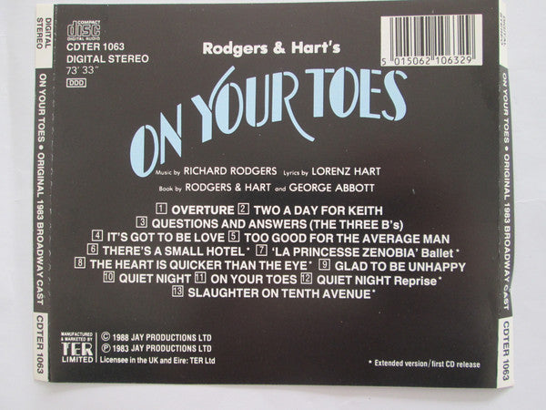 Various : On Your Toes (Original 1983 Broadway Cast) (CD)