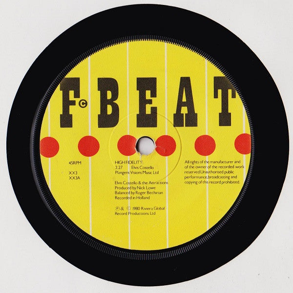 Elvis Costello & The Attractions : High Fidelity (7", Single, Hig)