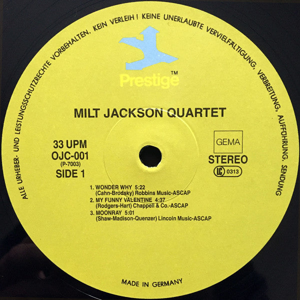 Milt Jackson : Milt Jackson Quartet (LP, Album, RE)
