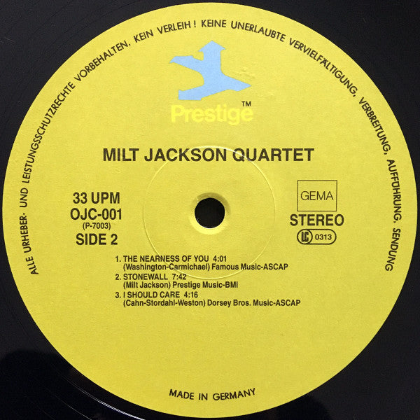 Milt Jackson : Milt Jackson Quartet (LP, Album, RE)