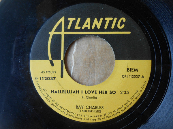 Ray Charles And His Orchestra : Hallelujah I Love Her So / Funny  (7", Single)