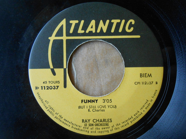 Ray Charles And His Orchestra : Hallelujah I Love Her So / Funny  (7", Single)