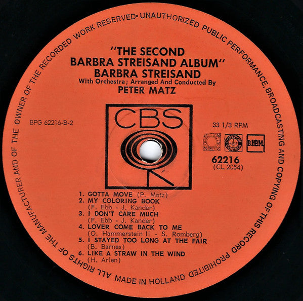 Barbra Streisand : The Second Barbra Streisand Album (LP, Album)