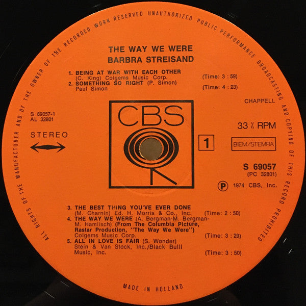 Barbra Streisand : The Way We Were (LP, Album)