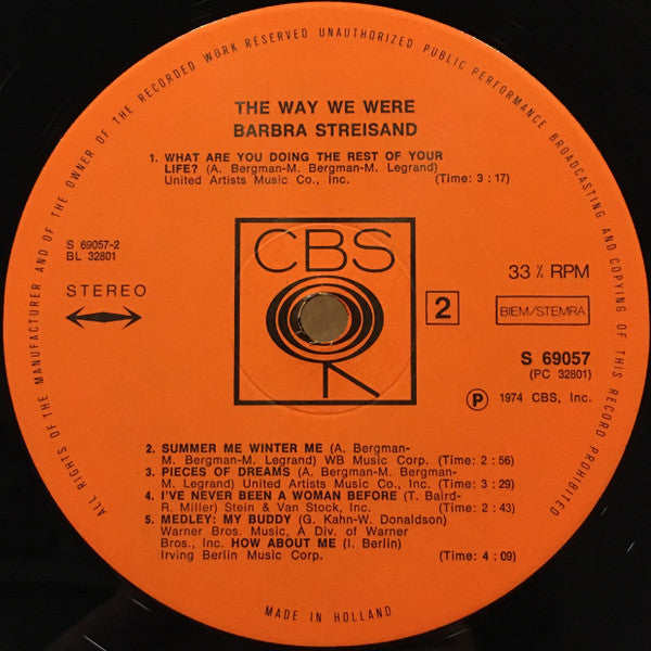 Barbra Streisand : The Way We Were (LP, Album)