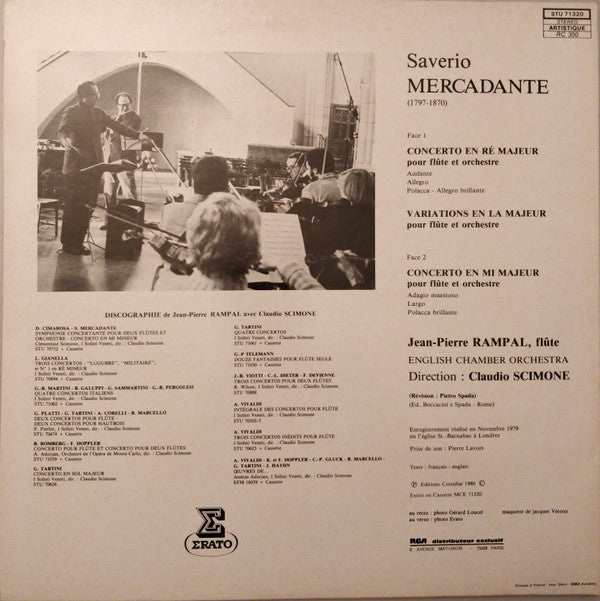 Jean-Pierre Rampal, English Chamber Orchestra, Claudio Scimone, Giuseppe Saverio Mercadante : Deux Concertos En Re Majeur = D Major = D Dur / En Mi Majeur = E Major = E Dur / Variations En La Majeur = A Major = A Dur (LP, Album, Gat)