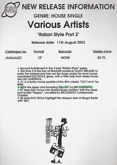 Various : Italian Style Volume 2 (12", W/Lbl, Sti)