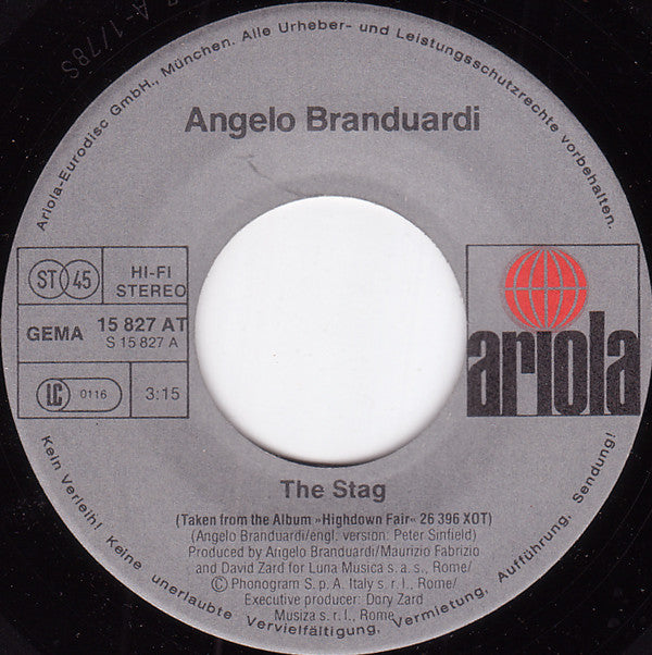 Angelo Branduardi : The Stag / Highdown Fair (7", Single)