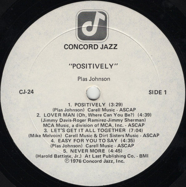 Plas Johnson : Positively (LP, Album)