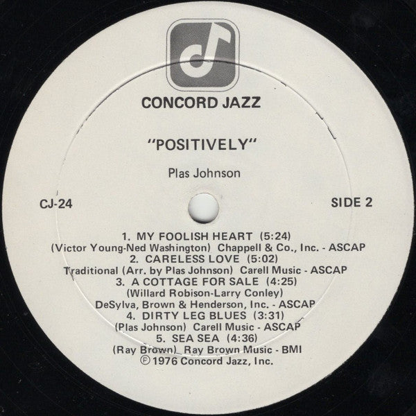 Plas Johnson : Positively (LP, Album)