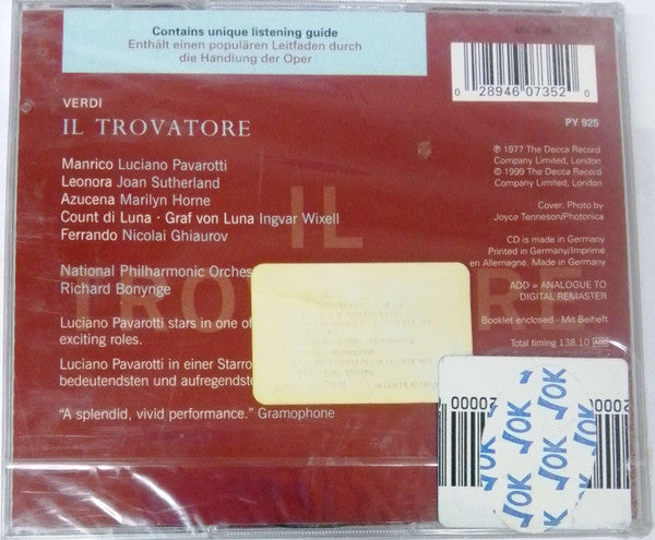 Giuseppe Verdi / Joan Sutherland / Luciano Pavarotti / Marilyn Horne / Richard Bonynge : Il Trovatore  (2xCD, Album)