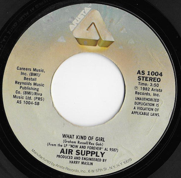Air Supply : Two Less Lonely People In The World (7", Single, Styrene, Ter)