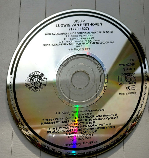 Ludwig van Beethoven - Yo-Yo Ma / Emanuel Ax : The Sonatas For Piano/Klavier & Cello (2xCD, Album, Comp)