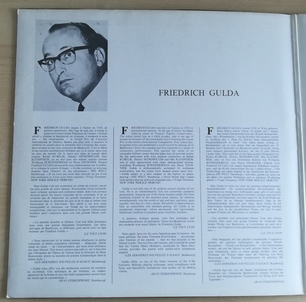 Ludwig van Beethoven / Friedrich Gulda - Orchester Der Wiener Staatsoper - Hans Swarowsky : Concerto De Piano N°5 "L'empereur" / Sonate N°27 En Mi Mineur (LP)