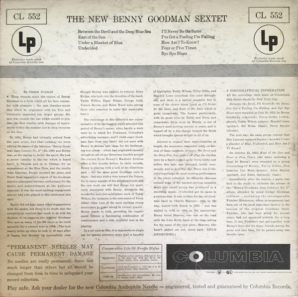 Benny Goodman Sextet : The New Benny Goodman Sextet (LP, Album, Mono)