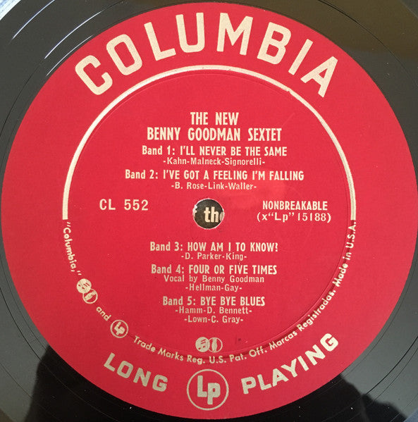 Benny Goodman Sextet : The New Benny Goodman Sextet (LP, Album, Mono)