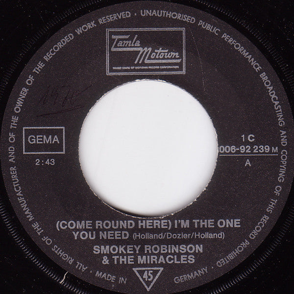 The Miracles : (Come Round Here) I'm The One You Need / We Can Make It We Can (7", Single, Mono)