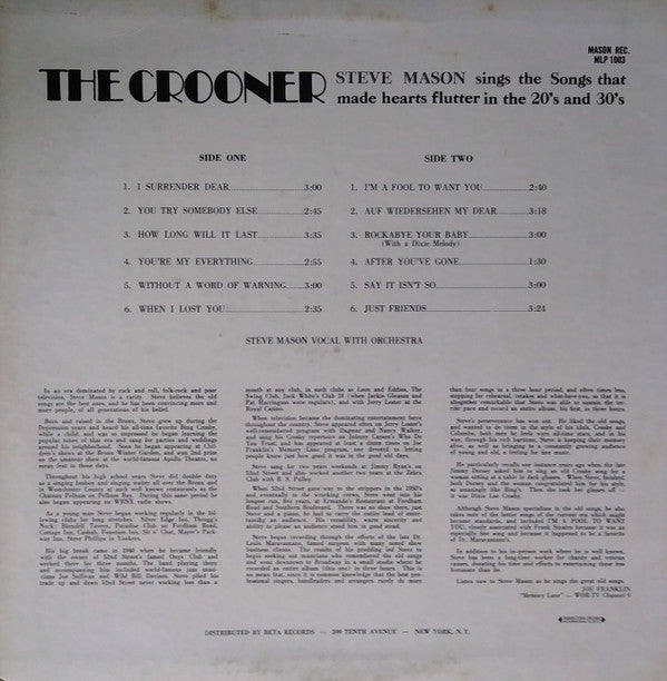 Steve Mason (11) : The Crooner (LP, Album, Mono)
