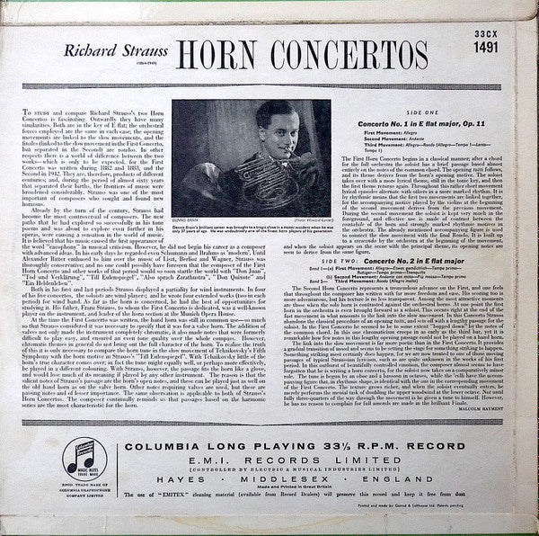 Dennis Brain · Richard Strauss – Wolfgang Sawallisch, Philharmonia Orchestra : Horn Concertos (LP, Mono, RP)