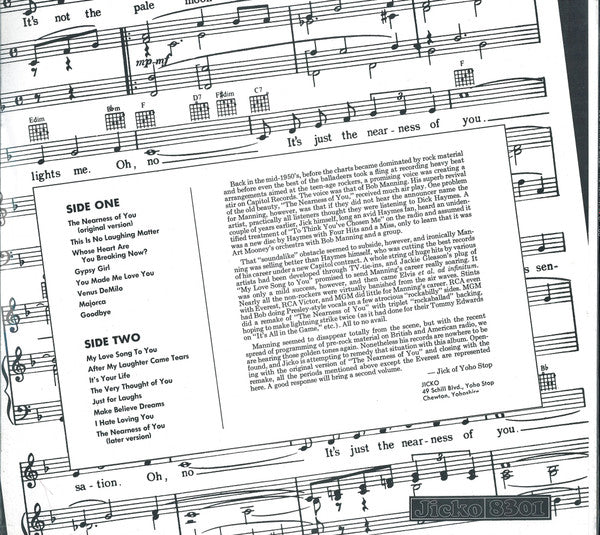 Bob Manning (2) : The Nearness Of You (LP)