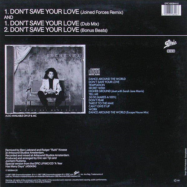 Richenel : Don't Save Your Love (Joined Forces Remix) (12", Maxi)