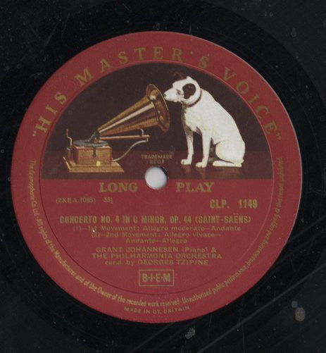 Camille Saint-Saëns / Darius Milhaud / Grant Johannesen , Piano / With  Philharmonia Orchestra /  Georges Tzipine : Concerto No 4 In C Minor / Le Carnaval d'Aix (LP, Album, Mono)
