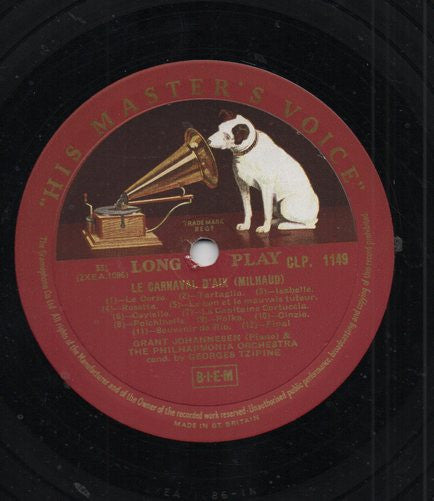 Camille Saint-Saëns / Darius Milhaud / Grant Johannesen , Piano / With  Philharmonia Orchestra /  Georges Tzipine : Concerto No 4 In C Minor / Le Carnaval d'Aix (LP, Album, Mono)