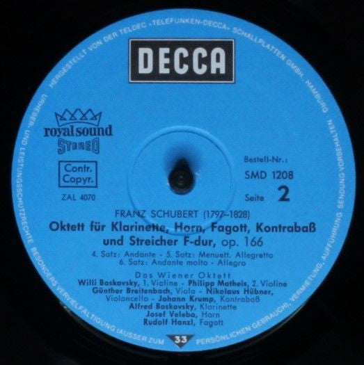 Franz Schubert, Wiener Oktett : Oktett F-dur, Op. 166 (LP)