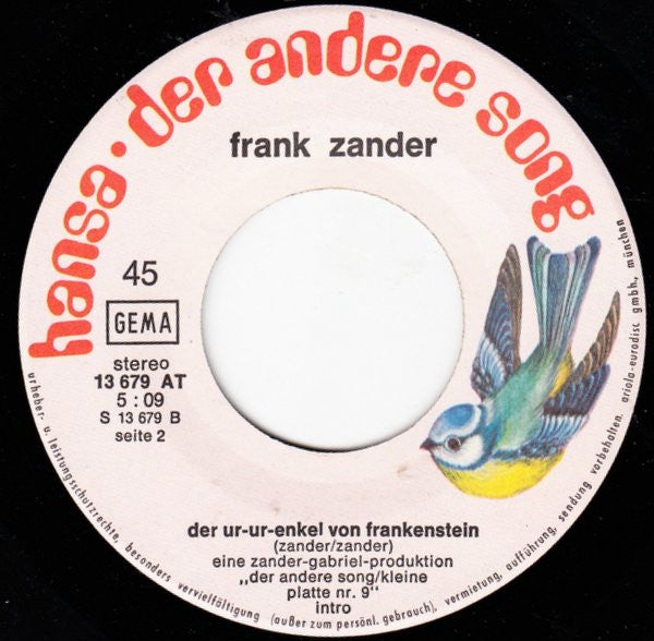 Frank Zander : Ich Trink' Auf Dein Wohl, Marie / Der Ur-Ur-Enkel Von Frankenstein (7", Single)
