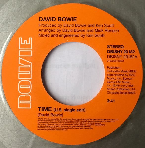 David Bowie : Time b/w The Prettiest Star (7", Single, Ltd, RE, Sil)