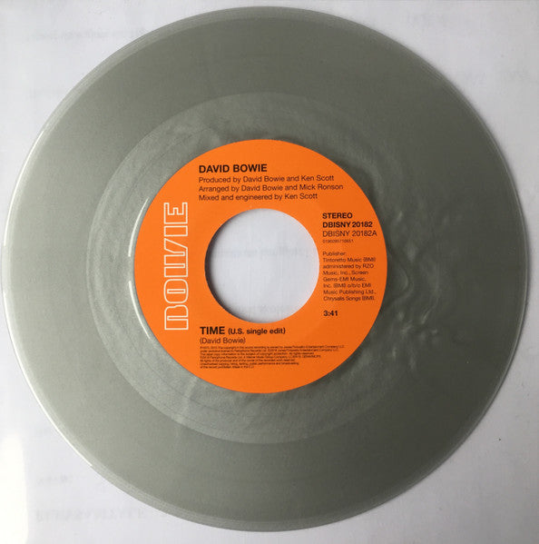 David Bowie : Time b/w The Prettiest Star (7", Single, Ltd, RE, Sil)