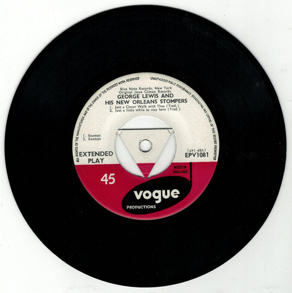 George Lewis And His New Orleans Stompers : New Orleans Jazz, Vol. 2 (7", EP)