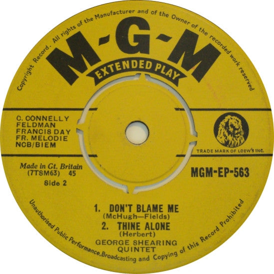 The George Shearing Quintet : When Lights Are Low (7", EP)