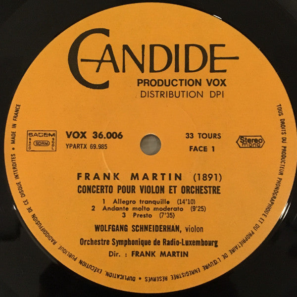Frank Martin (3) : Concerto Pour Violon & Orchestre / Concerto Pour Piano & Orchestre No. 2 (LP, Album, Gat)