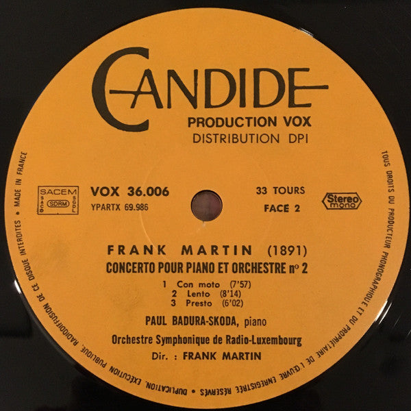 Frank Martin (3) : Concerto Pour Violon & Orchestre / Concerto Pour Piano & Orchestre No. 2 (LP, Album, Gat)