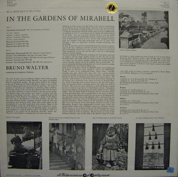 Wolfgang Amadeus Mozart, Bruno Walter, Columbia Symphony Orchestra : In The Gardens Of Mirabell (LP, Mono)