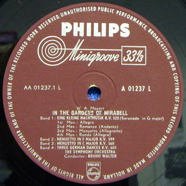 Wolfgang Amadeus Mozart, Bruno Walter, Columbia Symphony Orchestra : In The Gardens Of Mirabell (LP, Mono)