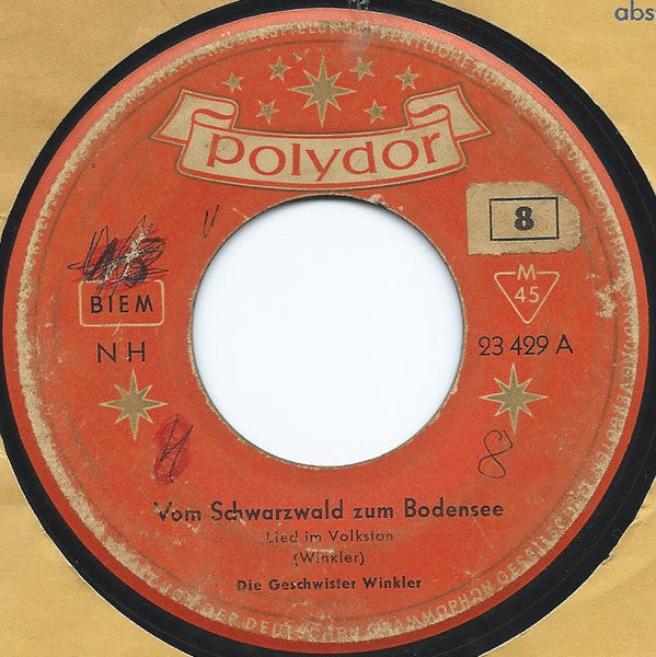 Geschwister Winkler : Vom Schwarzwald Zum Bodensee (7", Mono)