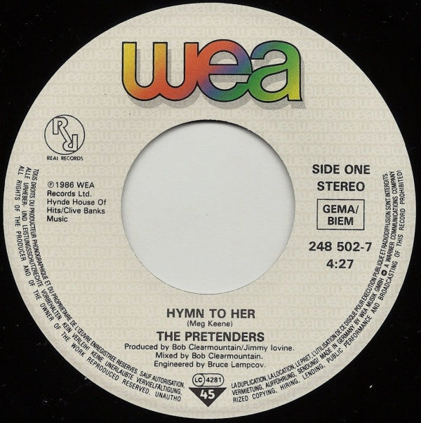 The Pretenders : Hymn To Her (7", Single)