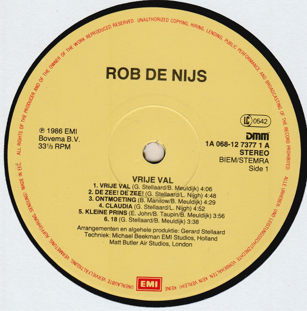 Rob De Nijs : Vrije Val (LP, Album)