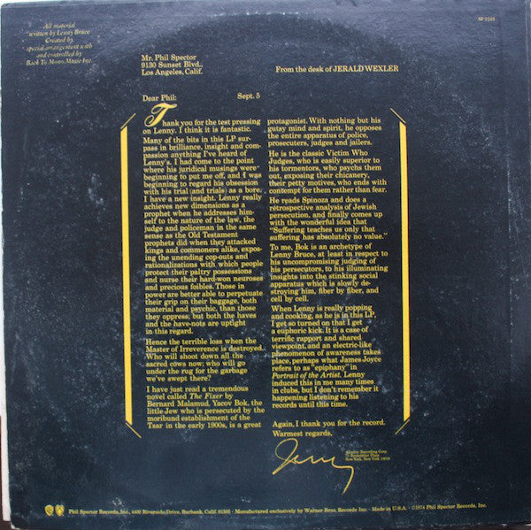 Lenny Bruce : The Law, Language And Lenny Bruce (LP)