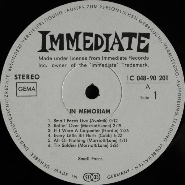 Small Faces : In Memoriam (LP, Comp)
