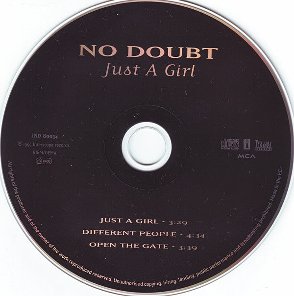 No Doubt : Just A Girl (CD, Single)