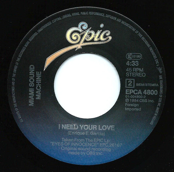 Miami Sound Machine : Prisoner Of Love (7", Single)