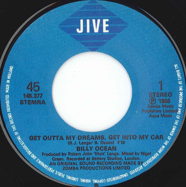 Billy Ocean : Get Outta My Dreams, Get Into My Car (7", Single)