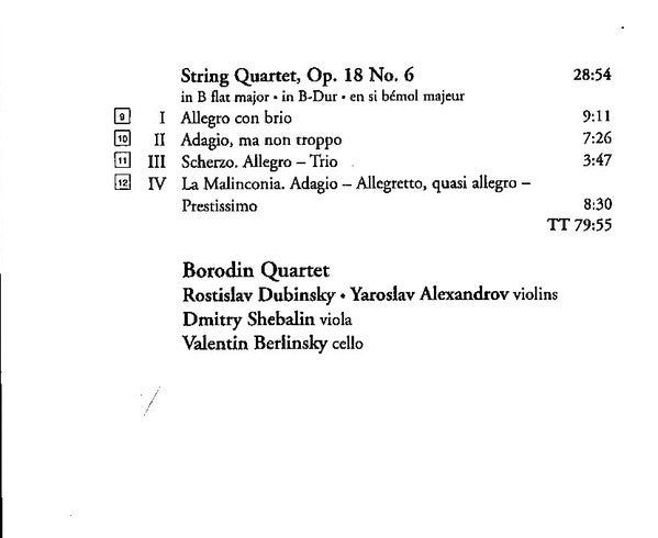 Ludwig van Beethoven, Borodin String Quartet : String Quartets, Op. 18 (2xCD, RE, RM)