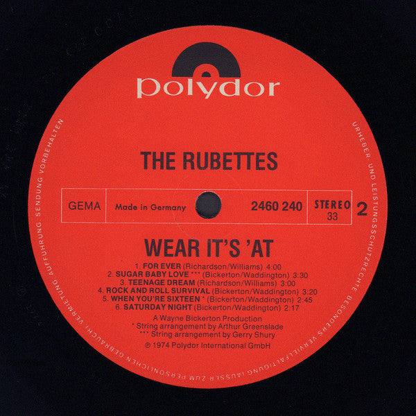 The Rubettes : Wear It's 'At (LP, Album)