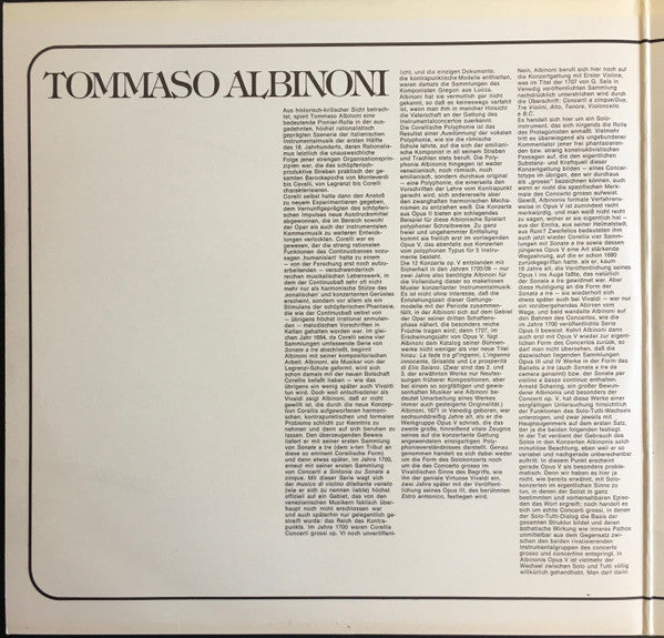 Tomaso Albinoni – Piero Toso, I Solisti Veneti, Claudio Scimone : Zwölf Concerti Op.5 (2xLP)